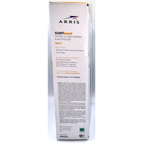 ARRIS (SBG10)-Cable Modem Router Combo Fast  3.0 16 x 4 Gigabit & AC1600 - Picture 5 of 8